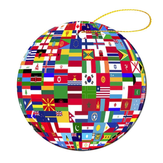 Circle Ornament,3" Ornament Decoration,World Flags,Ornament for Christmas Trees,Festival Gift