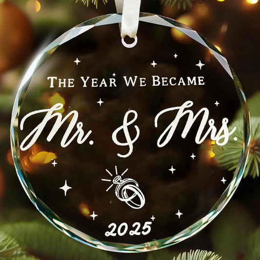 Wedding Gift for Couples 2025 - Mr and Mrs - Bridal Shower Gift for Bride - First Christmas Married Ornament (The Year We Became)
