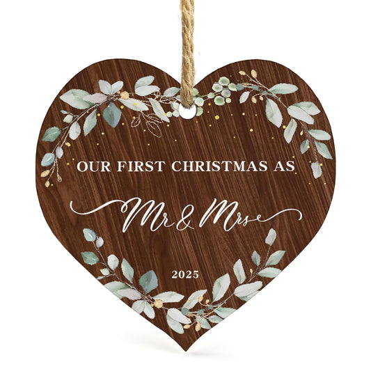 2025 First Christmas Married Ornament,First Year as Mr and Mrs Christmas Hanging Ornament Wedding Decoration for Couple