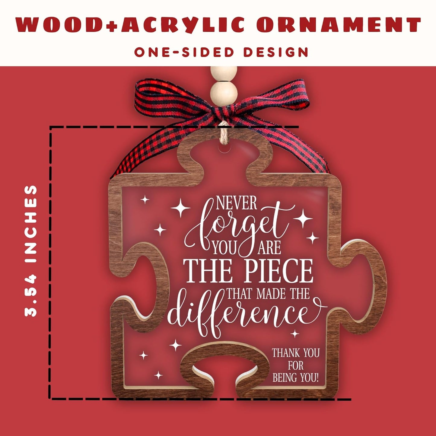 Thank You Gifts - Teacher Appreciation Gifts - Nurses Week Gift - Appreciation Gift for Employee, Coworker, Friend, Boss, Nurse - 2 Layer Wood Acrylic Ornament