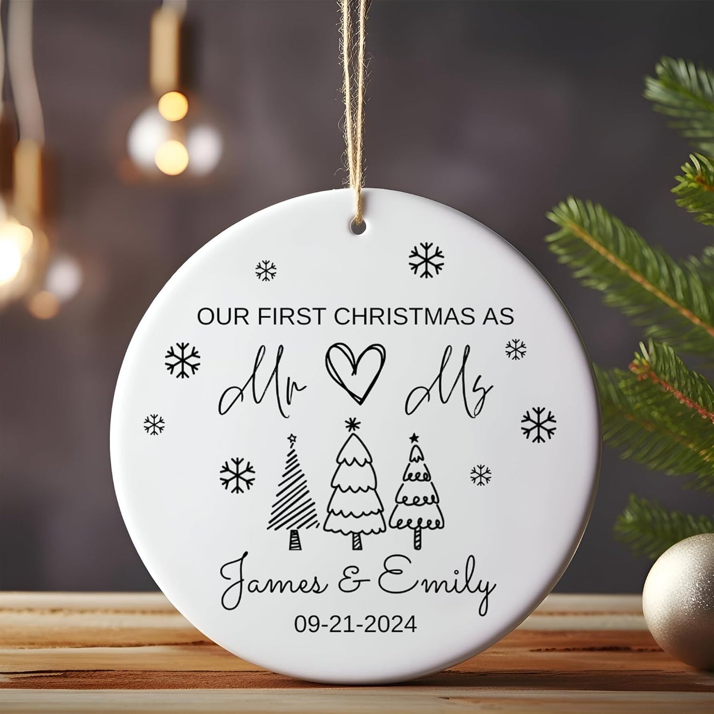 Our First Christmas As Mr & Mrs Ornament, First Married Christmas Ornament 2024, Married Ornament, Wedding Ornament