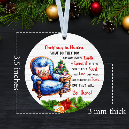 Christmas in Heaven Keepsake - Christmas Memorial Ornament - Chair Xmas Ornament - Xmas Holiday Ornament - Acrylic Ornament