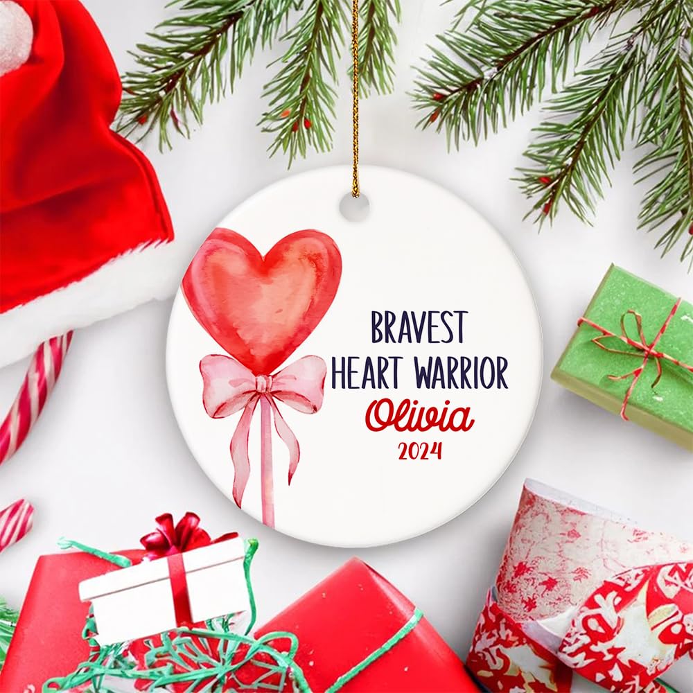 Heart Surgery Ornament, Open Heart Surgery Ornament, Heart Warrior Ornament, CHD Ornament, Heart Surgery Christmas Ornament Hanging Ornament for Home Decor, Ceramic Ornaments