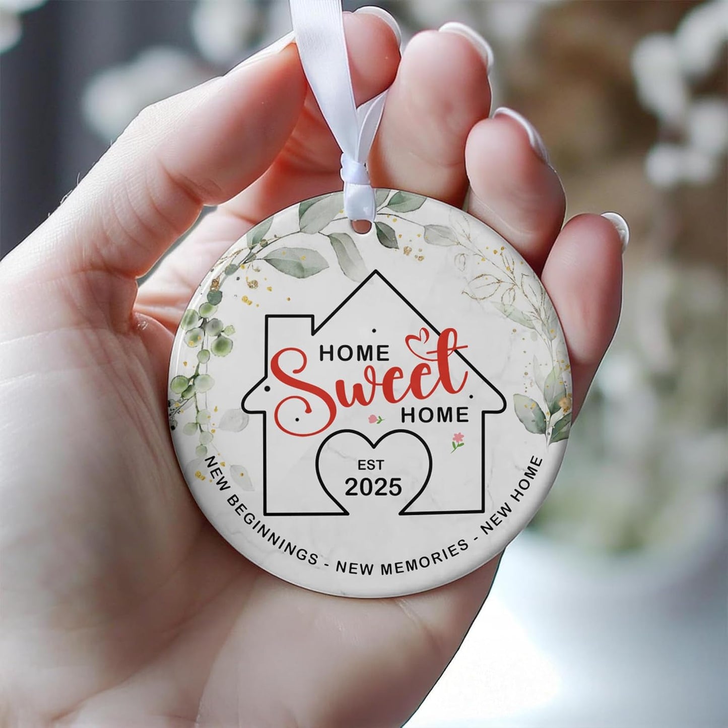 New Home Ornament 2025 - Housewarming Gift for Women, Couple, Newhome Owner - New Home Gift Idea - First House Christmas Ornament - New House New Beginning - Ceramic Xmas Decoration