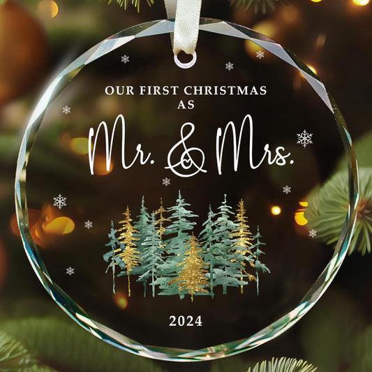 Wedding Gifts for Couples 2024 - Wedding Gifts for Newlyweds, Married Couple, Bride - Bridal Shower Gift - Glass Married Ornament 2024