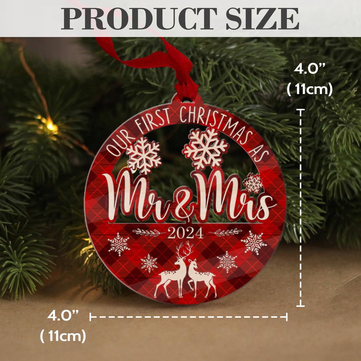 Personalized New Home Christmas Ornament 2024, 1st Christmas in Our New Home, Custom Housewarming Gift with Name & Address, Wooden 2 Layer Newhome Ornament (Mr and Mrs - Acrylic)