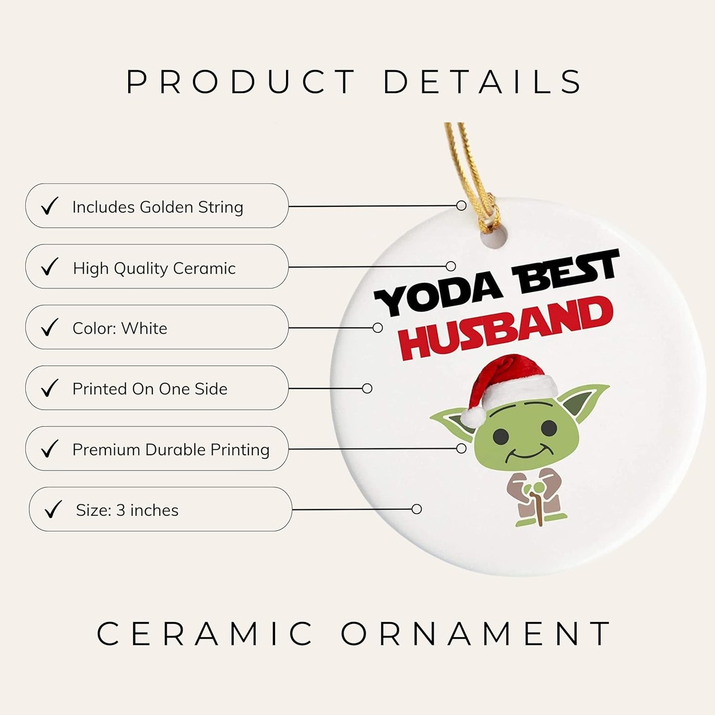 Husband Ornament, Ornament for Husband, Husband Christmas Ornaments, Funny Best Husband Ceramic Ornament