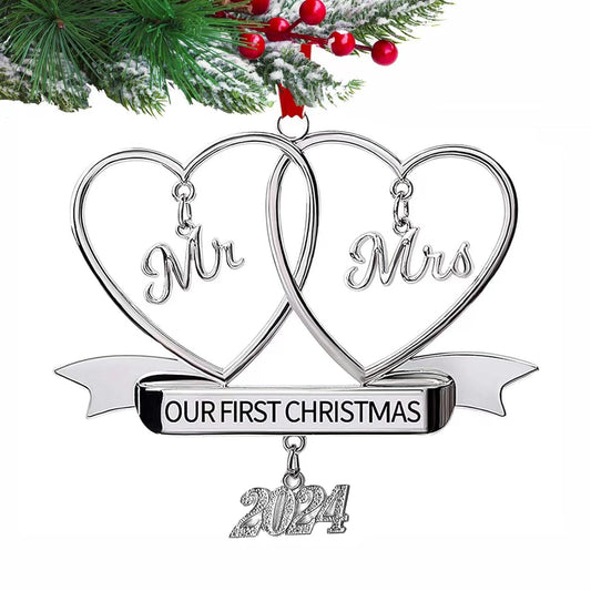 Christmas Ornament 2024 Our First Married Mr Mrs Tree Decoration Wedding Gifts Couple Xmas Bridal Shower Newlywed Gift 1st Keepsake Unique (Our First Christmas)