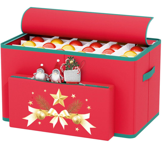 Christmas Ornament Storage Box With Adjustable Dividers Stores Up To 96-3" Holiday Ornament Christmas Ornament Storage Containers Large Ornament Box For Christmas Ornament Organizer Storage Box