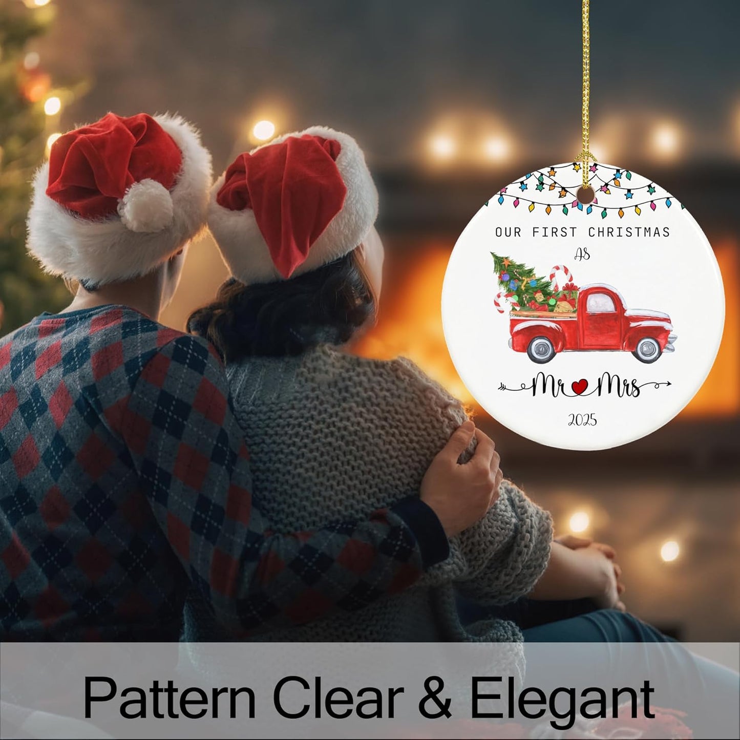 Our First Christmas Married Ornament 2025, First Year Married Christmas Ornament 2025, Wedding Gifts, 2.9" Ceramic Newlywed Keepsake Decorations
