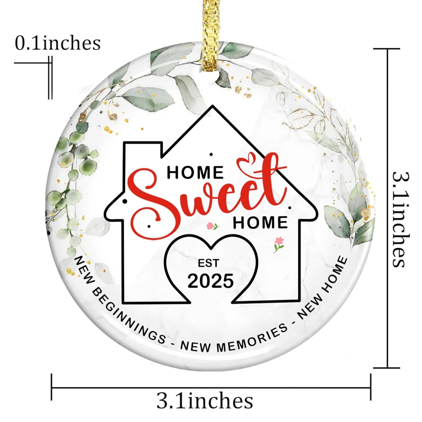 New Home Ornament 2025 - Housewarming Gift for Women, Couple, Newhome Owner - New Home Gift Idea - First House Christmas Ornament - New House New Beginning - Ceramic Xmas Decoration