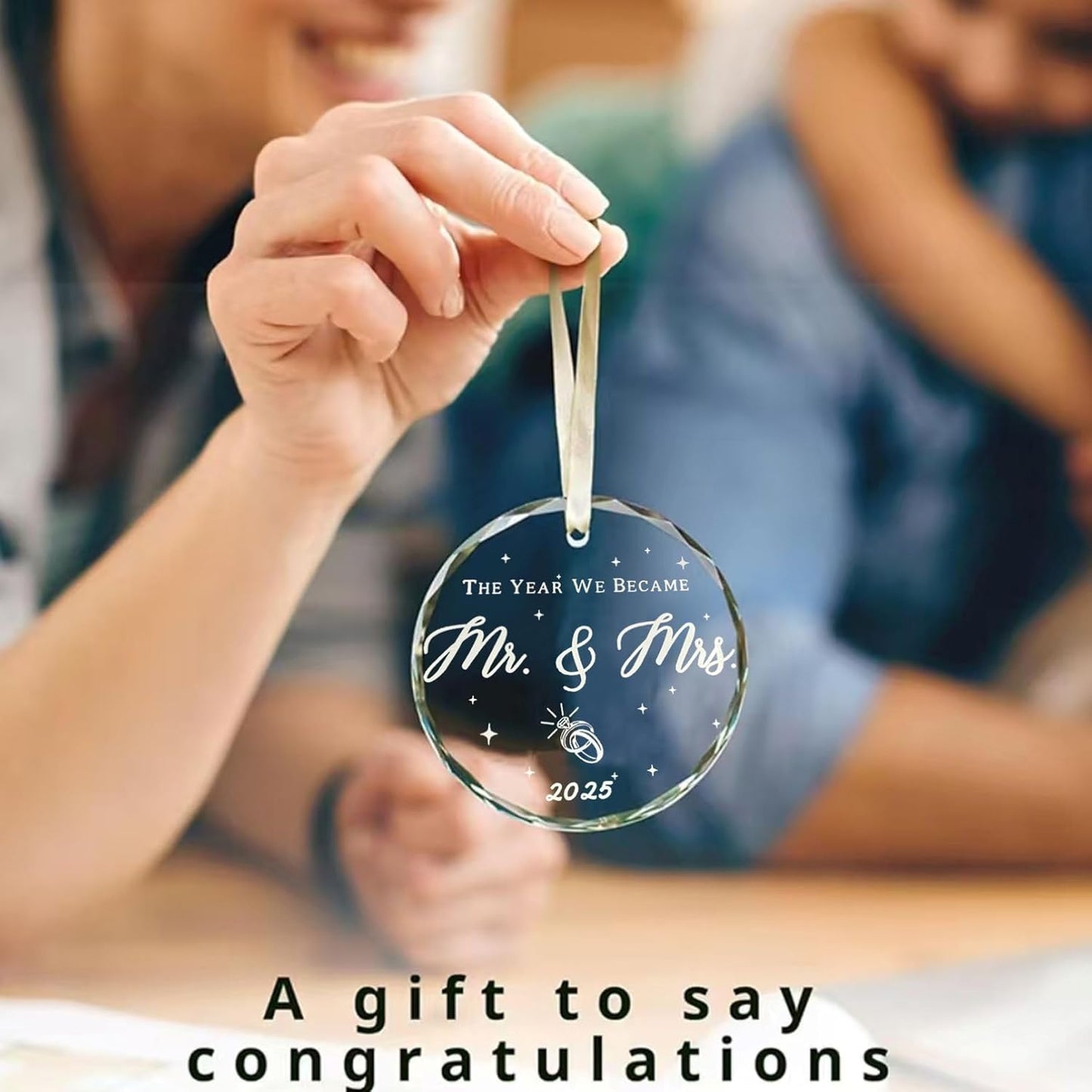 Wedding Gifts Hanging Ornament, Wedding Gifts for Couples 2025, Wedding Gifts for Bride, Bridal Shower Gifts - First Christmas Married Ornamen(Engagement)