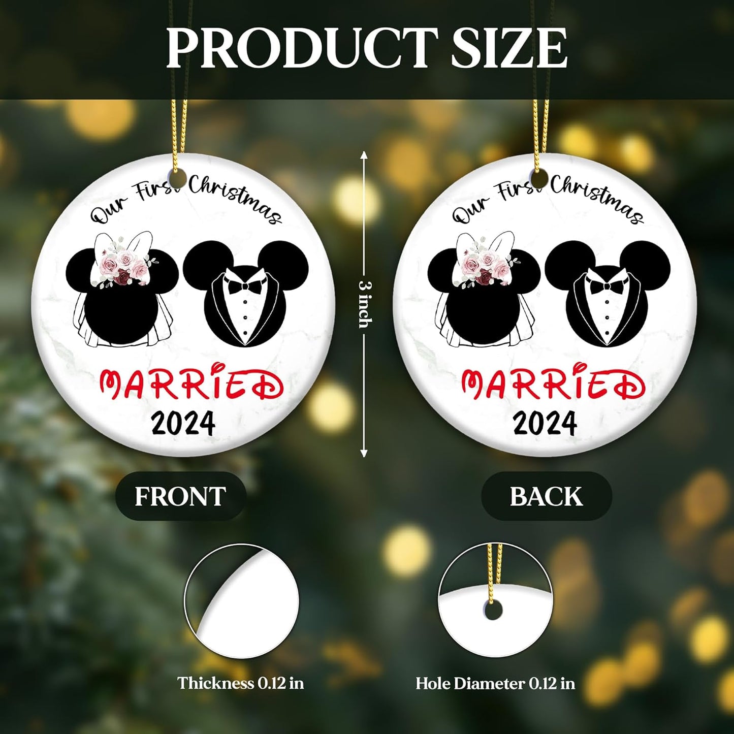 First Married Christmas Ornaments 2024 | Bride and Groom Couple First Christmas Ornament, Married Couple 2024 (Dream Wedding)