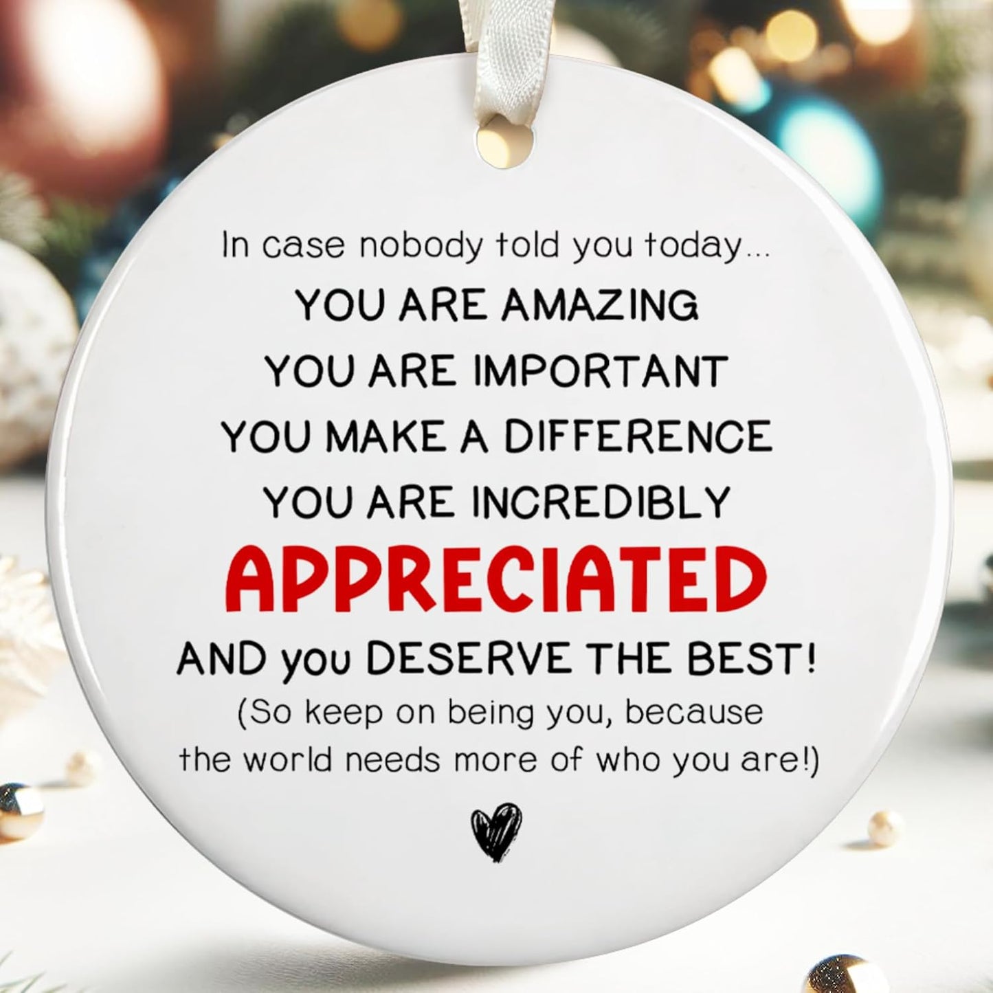 Inspirational Christmas Ornaments, Motivational Christmas Ornaments - Thank You Ornament for Tree - Inspirational Gifts for Women, Motivational Positive Gifts - Ceramic Ornament 2024