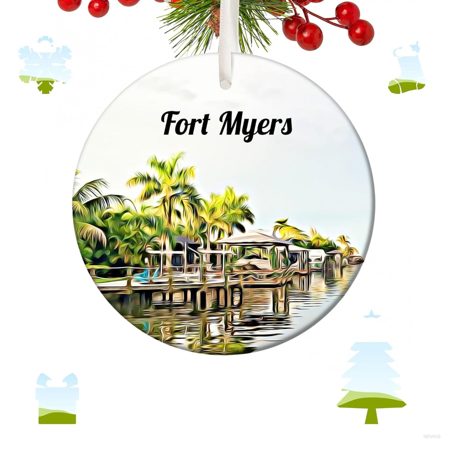 Fort Myers Ornament, Florida Ornament, Christmas Ornament, Florida Gift, Fort Myers Gift