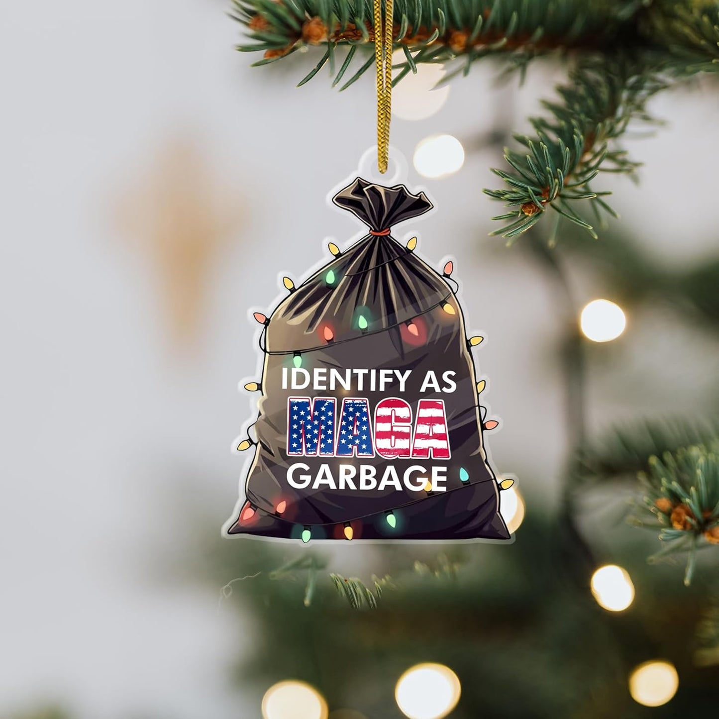 Trump Vance MAGA 2024 Trash Garbage Ornament, Trump Boards A Garbage Stay Trashy Ornament, Trump Truck Ornament, Proud to Be A Garbage Ornament, Identify As MAGA Garbage Ornament, Republican Ornament