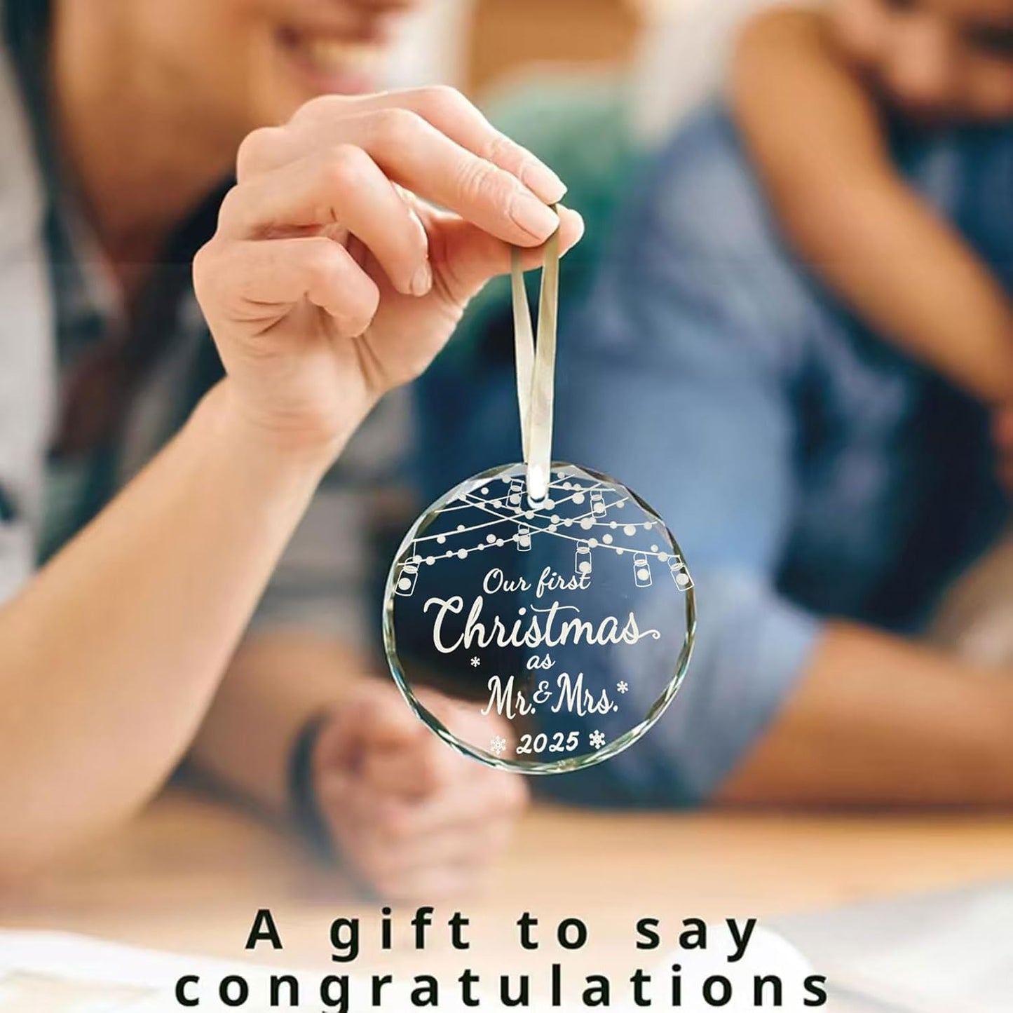 Mr & Mrs Wedding Glass Ornament - Our First Christmas Married Couple Wedding Gift - Bridal Shower Ornament 2025