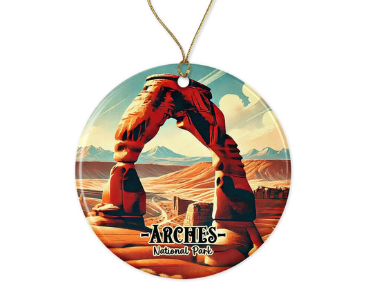 Arches Keepsake - National Park Ornament - Perfect Utah Ceramic Ornament - Arches Travel Ornament - Holiday Memorable Ornament Printed on Both Sides