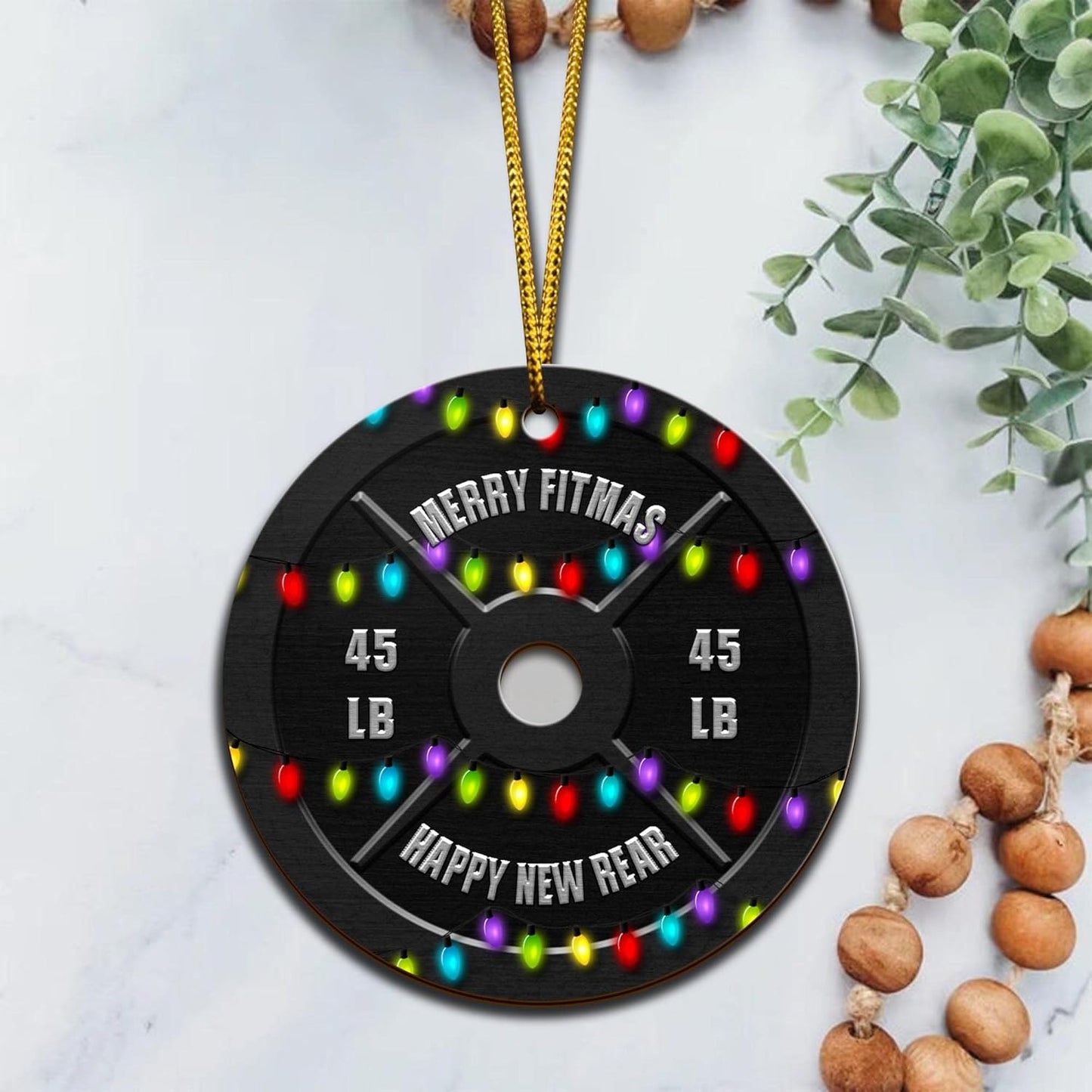 V Vibepy All Over Printed, Gym Ornament, Weightlifting Ornament, Powerlifting Ornament, Fitness Ornament, Christmas Tree Ornament, 3.5" Wood Ornament 2 Sided, Gift for Gymer (04)