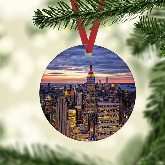 Christmas Ornament 2023 New York Rockefeller Center Ceramic Christmas Ornament Christmas Tree Ornament Hanging Ornament Xmas Gift