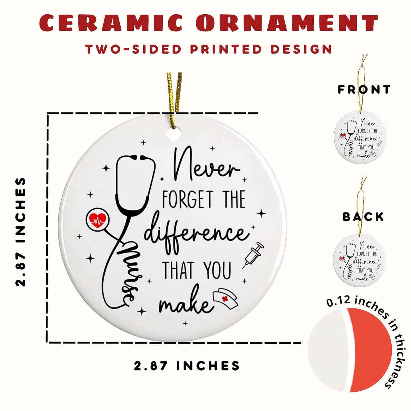 Nurse Gifts for Women - Nurses Week Gifts - Gift for Nurses - Nurse Rn Nicu LPN Practitioner Gift for Women - Retirement, Birthday, Graduation Appreciation Nursing Student Ideas - Ceramic Ornament