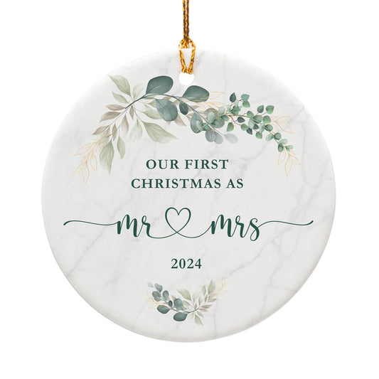 2024 First Christmas Married Ornament, Wedding Gifts for Couples, Wedding Bridal Shower Gifts for Bride to Be, Just Married 1st Xmas Newlywed - Mr and Mrs Christmas Ornaments