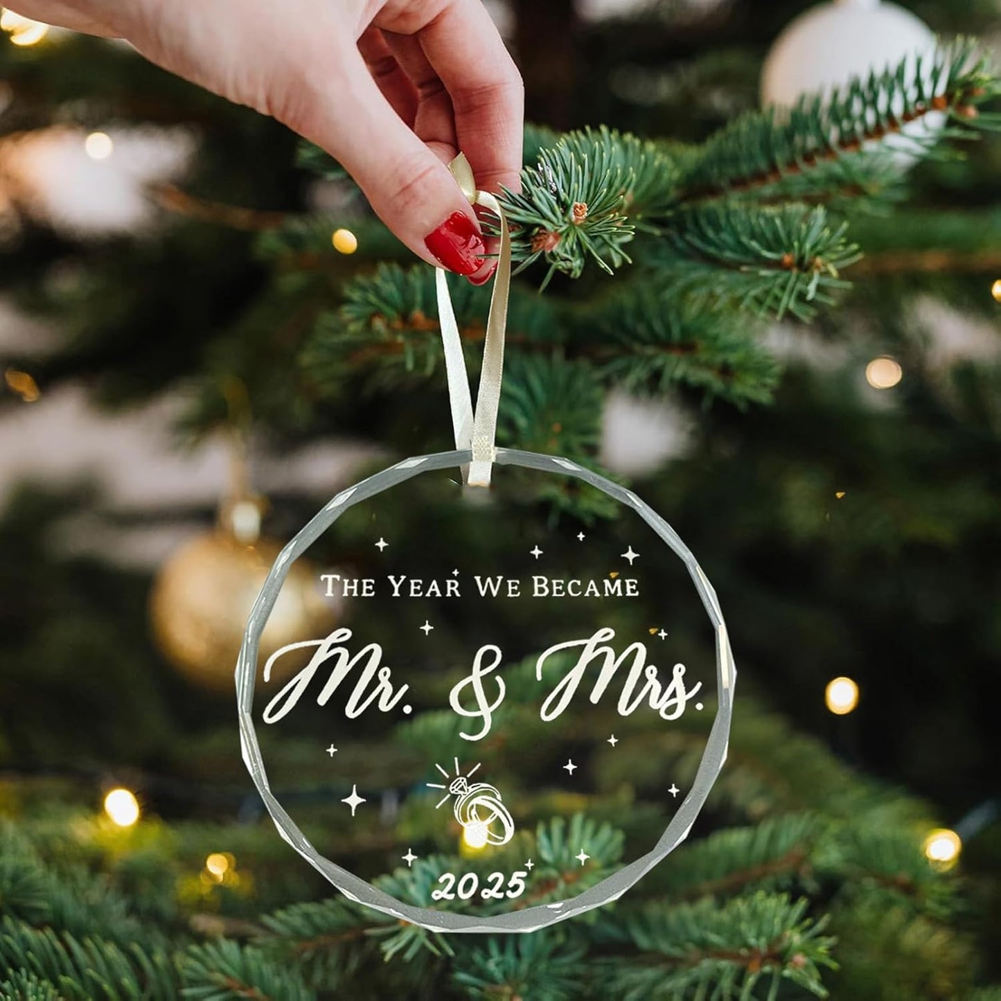 Wedding Gift for Couples 2025 - Mr and Mrs - Bridal Shower Gift for Bride - First Christmas Married Ornament (The Year We Became)