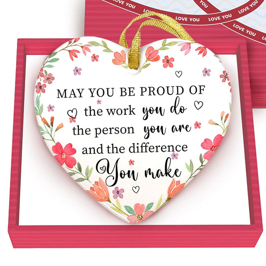 May You Be Pround of The Work That You Do Ornament - Thank You, Appreciation Gift for Coworker - Christmas, Farewell, Goodbye, Leaving Job, Going Away Gift Coworker - Ceramic Christmas Decor