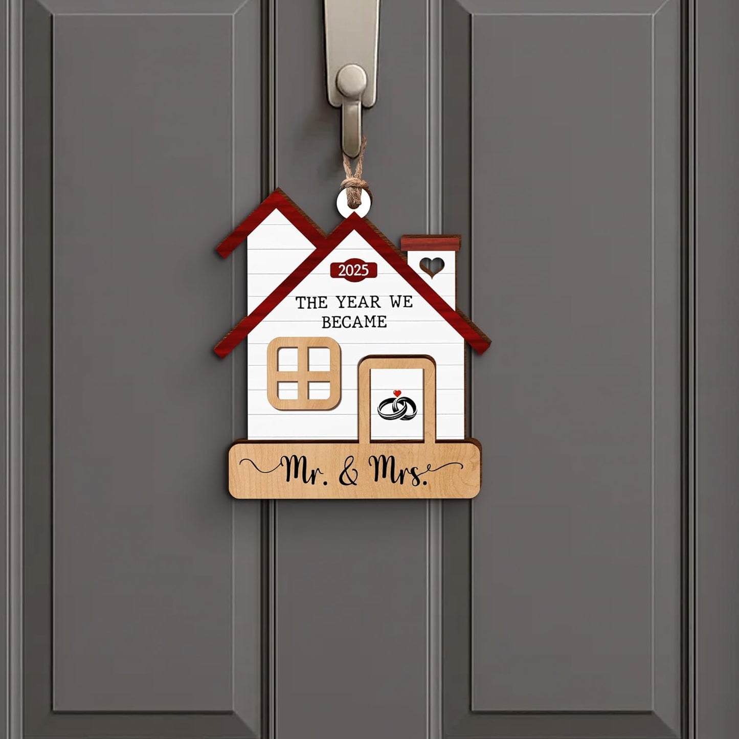 Wedding Ornament 2025 - The Year We Became Mr Mrs - Newlywed, Just Married Gift for Couple - First Christmas Wedding Gift for Newlyweds, Bride, Groom - Bridal Shower Wooden Xmas Decoration