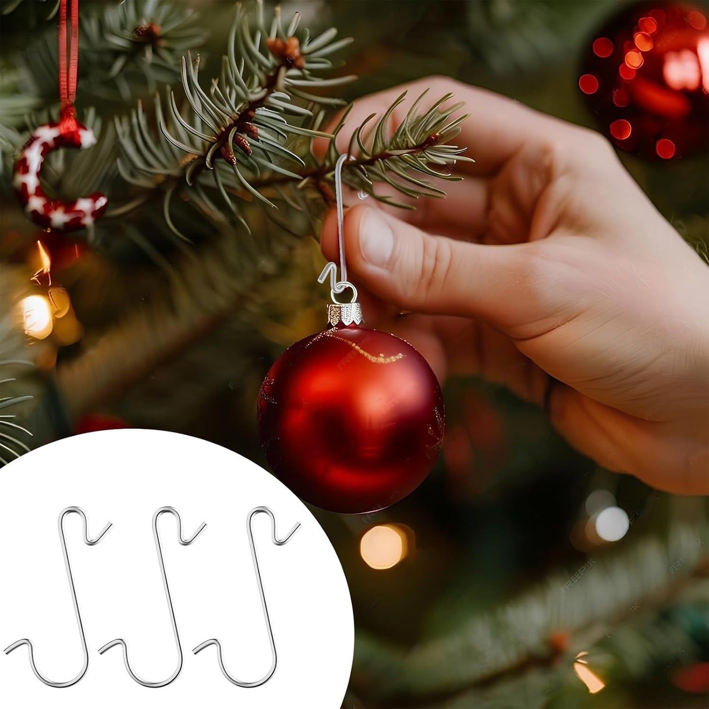 150 Pcs Ornament Hooks Christmas Ornament Hooks S-Shaped Ornament Hangers with Storage Box Christmas Tree Decorations Ornament Hangers Hooks-Festive Ornament for Christmas Tree Decorations(Sliver)