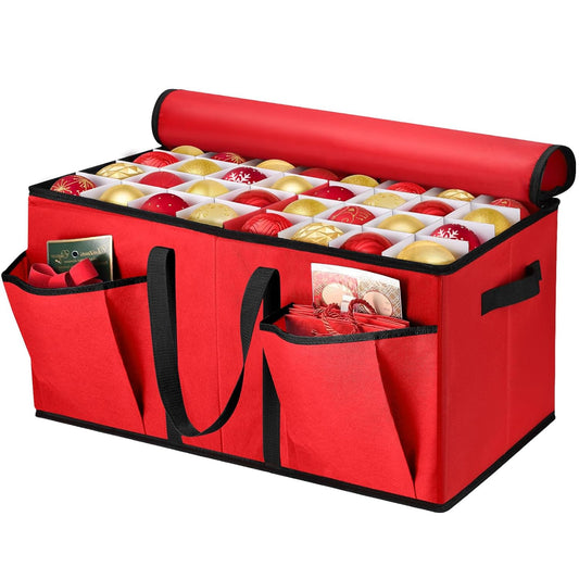 Hommtina Ornament Storage Plastic Ornament Storage Box,Christmas Ornament Storage Xmas Decorations Accessories, Ornament Organizer Storage Box (Black edge)