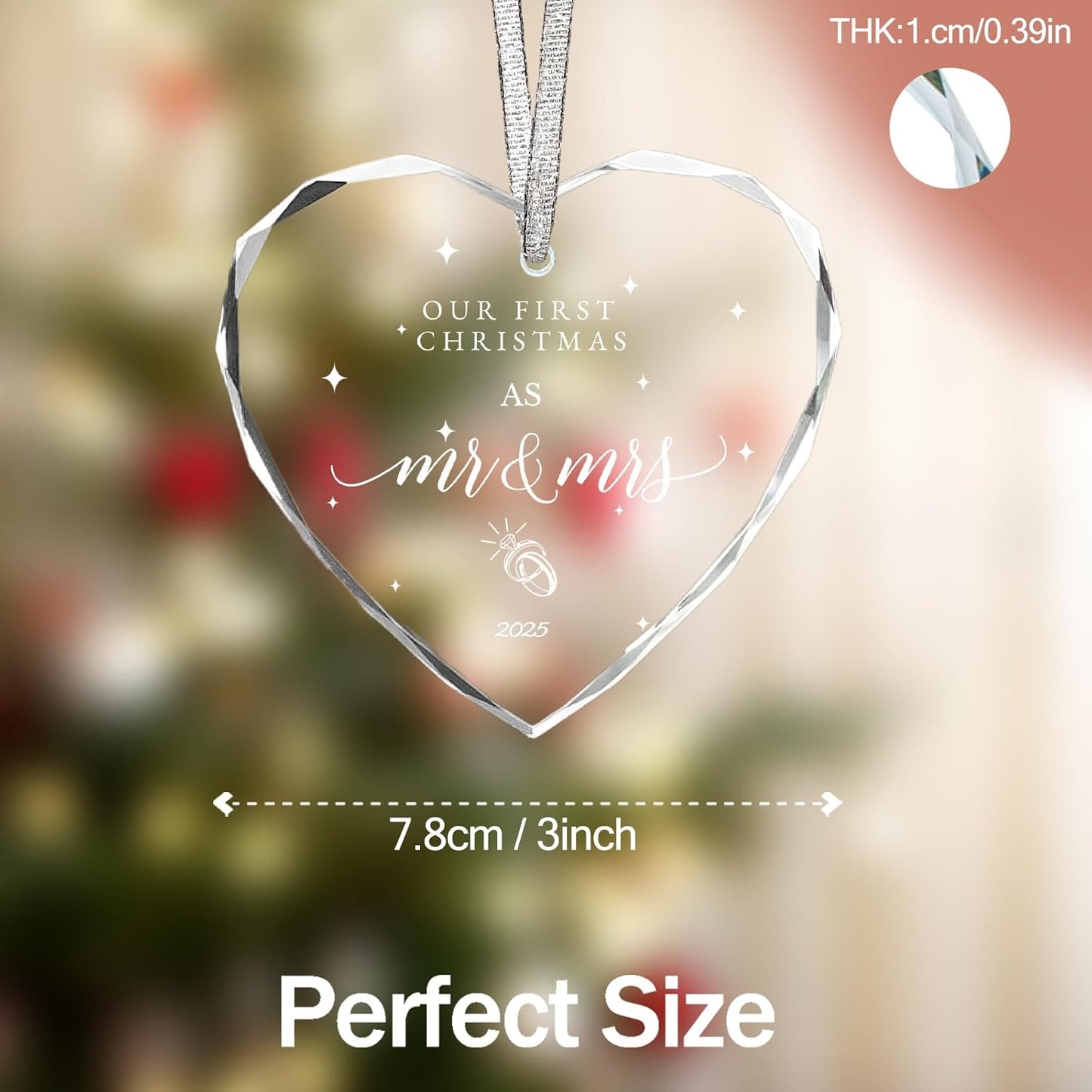 Wedding Gifts for Couple 2025 First Christmas Married Ornament, Mr and Mrs Gifts,Just Married Gifts,Bridal Shower Gifts, 3inch First Year Married Christmas Ornament 2025