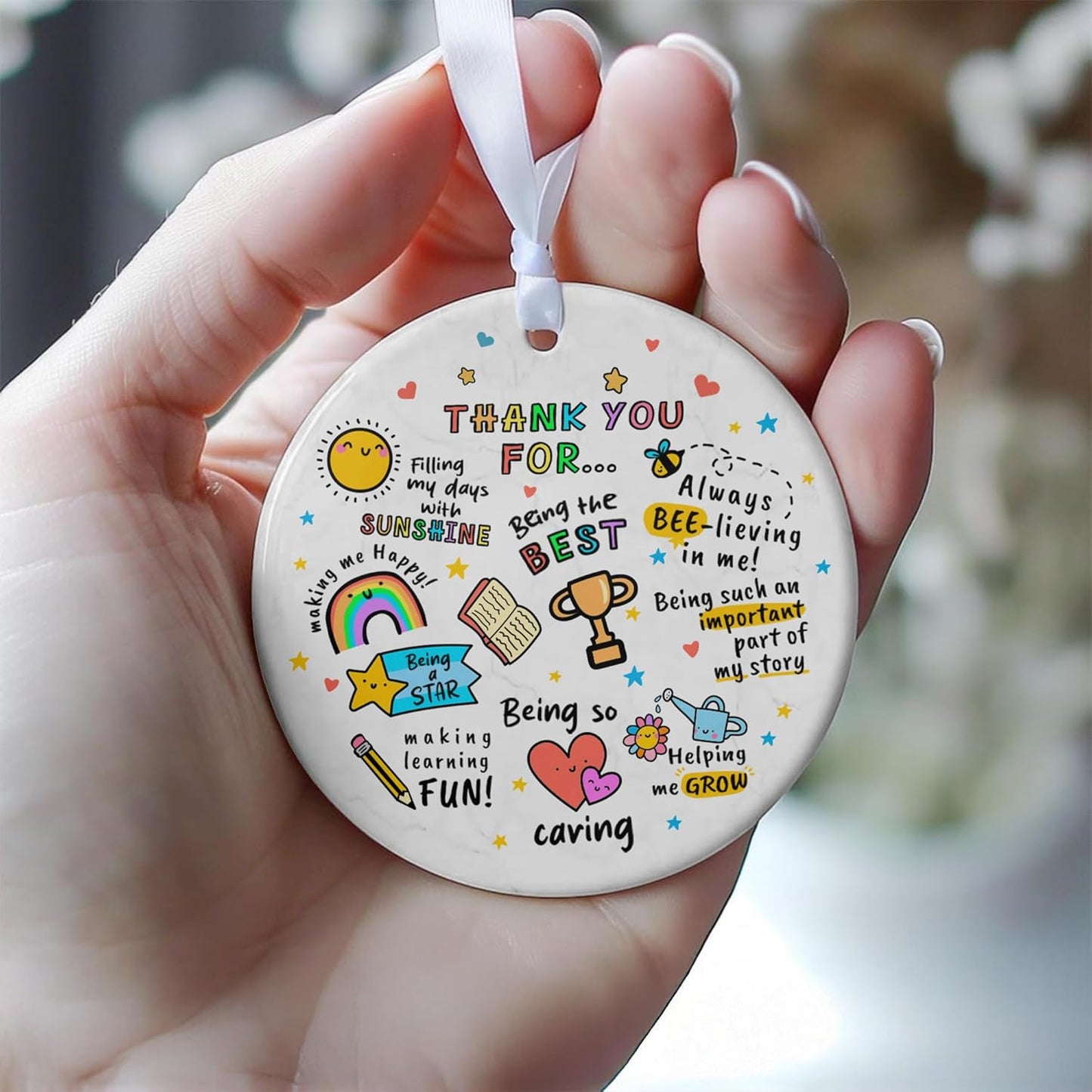Thank You Christmas Ornament - Thank You Gift for Women - Christmas, Appreciation Gift for Teacher, Coworker, Friend, Boss - Ceramic Xmas Decoration Idea