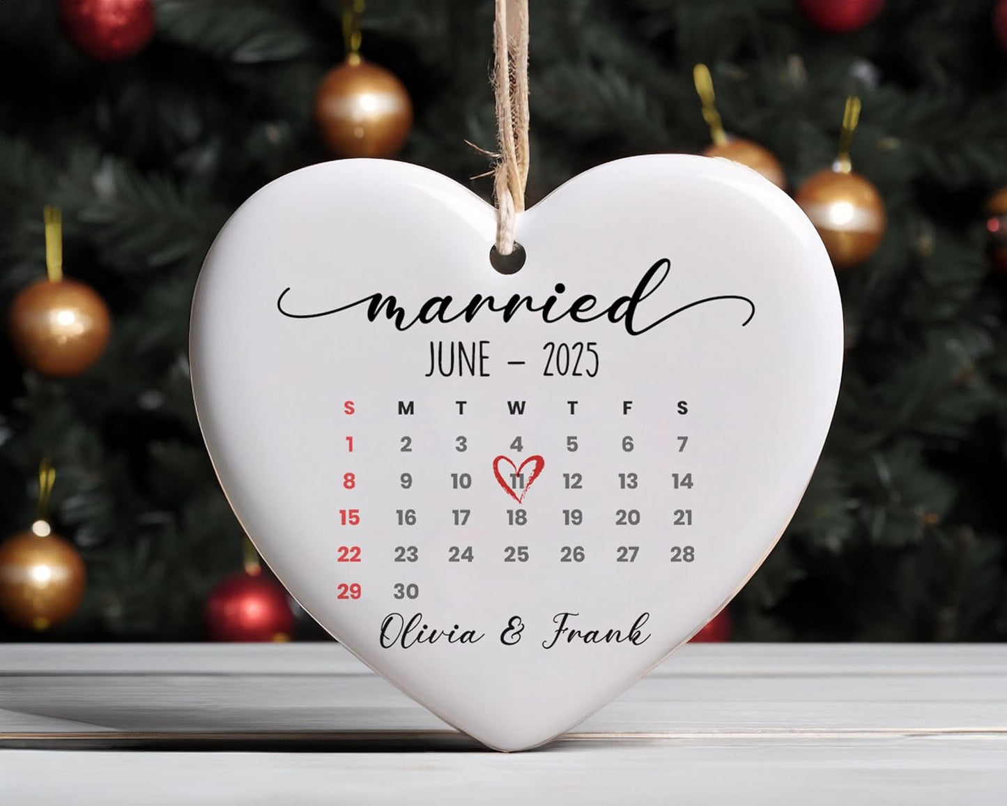 Personalized Engagement Ornament 2025, New Married Engaged Couple Ornament, Custom Wedding Date for Newlywed Couple, Wedding Bridal Shower Gift, Bride and Groom