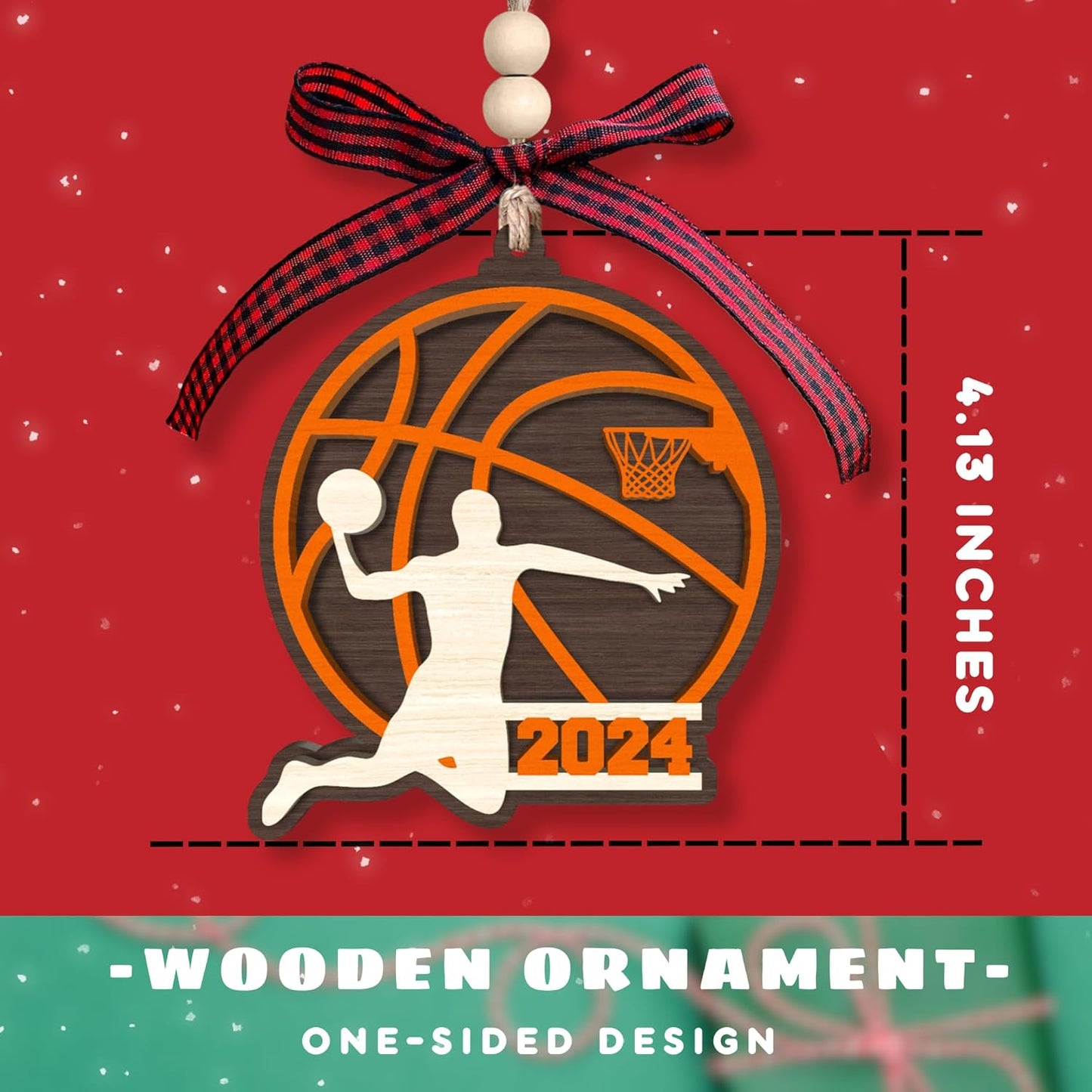 Basketball Gifts for Men and Teenagers - Wood Christmas Ornament for Boys - Cute Holiday Present