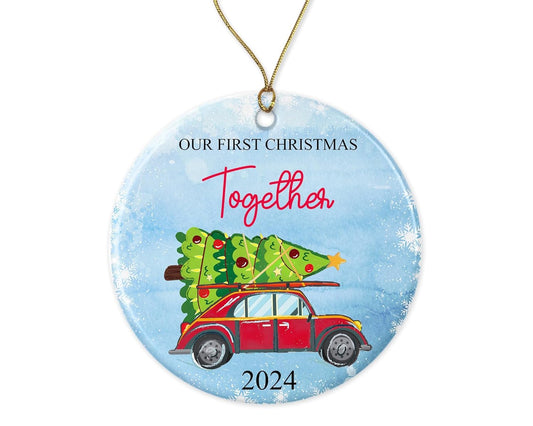 Our First Christmas Together Ornament 2024, Mr & Mrs Newlywed Ornament, Wedding Christmas Ornament 2024 Ornament Mr & Mrs, Christmas Tree Ornaments, Ornament Ceramic Printed on Both Sides