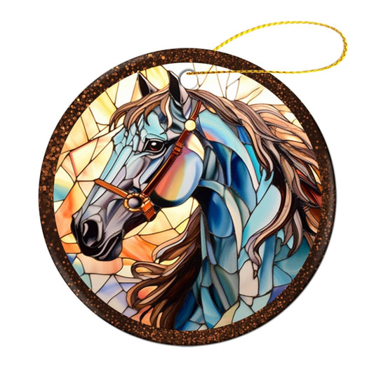 Horse Ornament,Horse Christmas Ornament,Horse Round Ceramic Ornament,Hanging Ornament for Christmas Tree,Office Room Home Decor,Retirement Birthday Holiday Ornament Gifts for Women Men