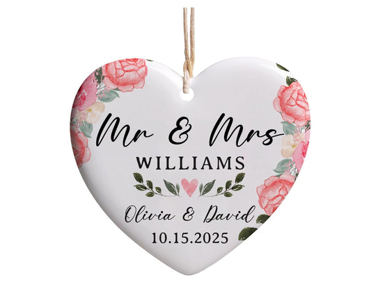 Personalized Wedding Ornament 2025, Mr and Mrs Christmas Keepsake for Newlywed, Married Couple, Bridal Shower, 1st Marriage Present Idea, First Christmas Together