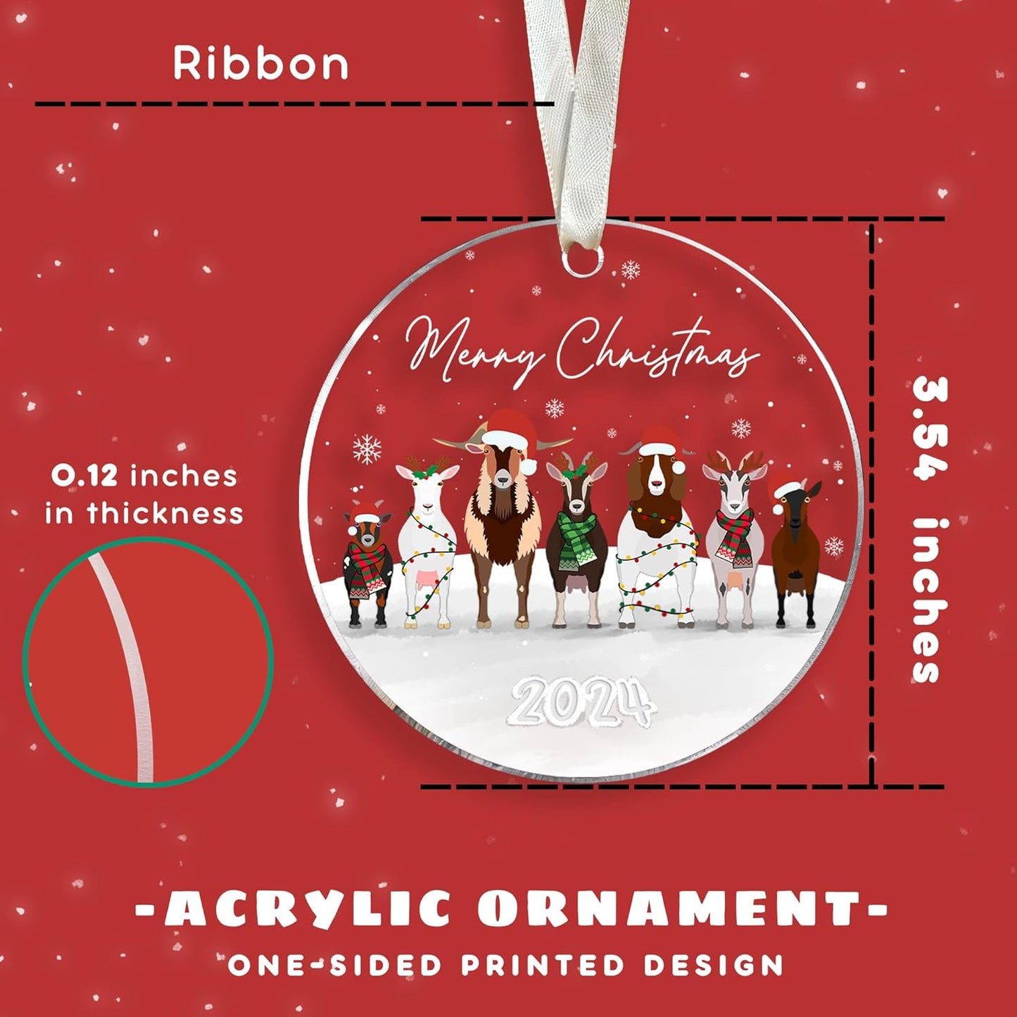 Goat Ornament - Goat Gifts for Women - Acrylic Ornament 2024