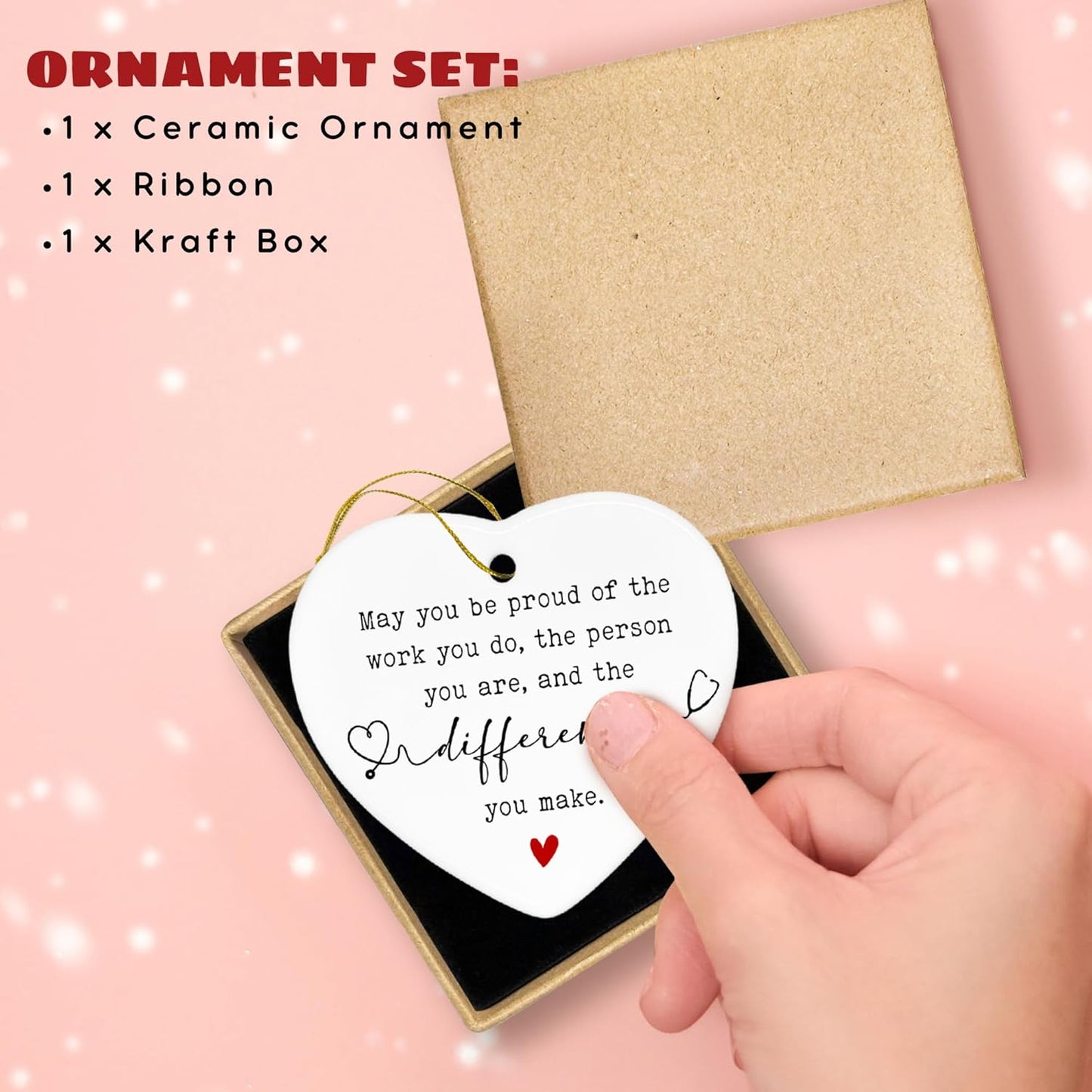 Nurse Gifts for Women - Nurses Week Gifts - Gift for Nurses - Nurse Rn Nicu LPN Practitioner Gift for Women - Retirement, Birthday, Appreciation Nursing Student Ideas - Ceramic Heart Ornament