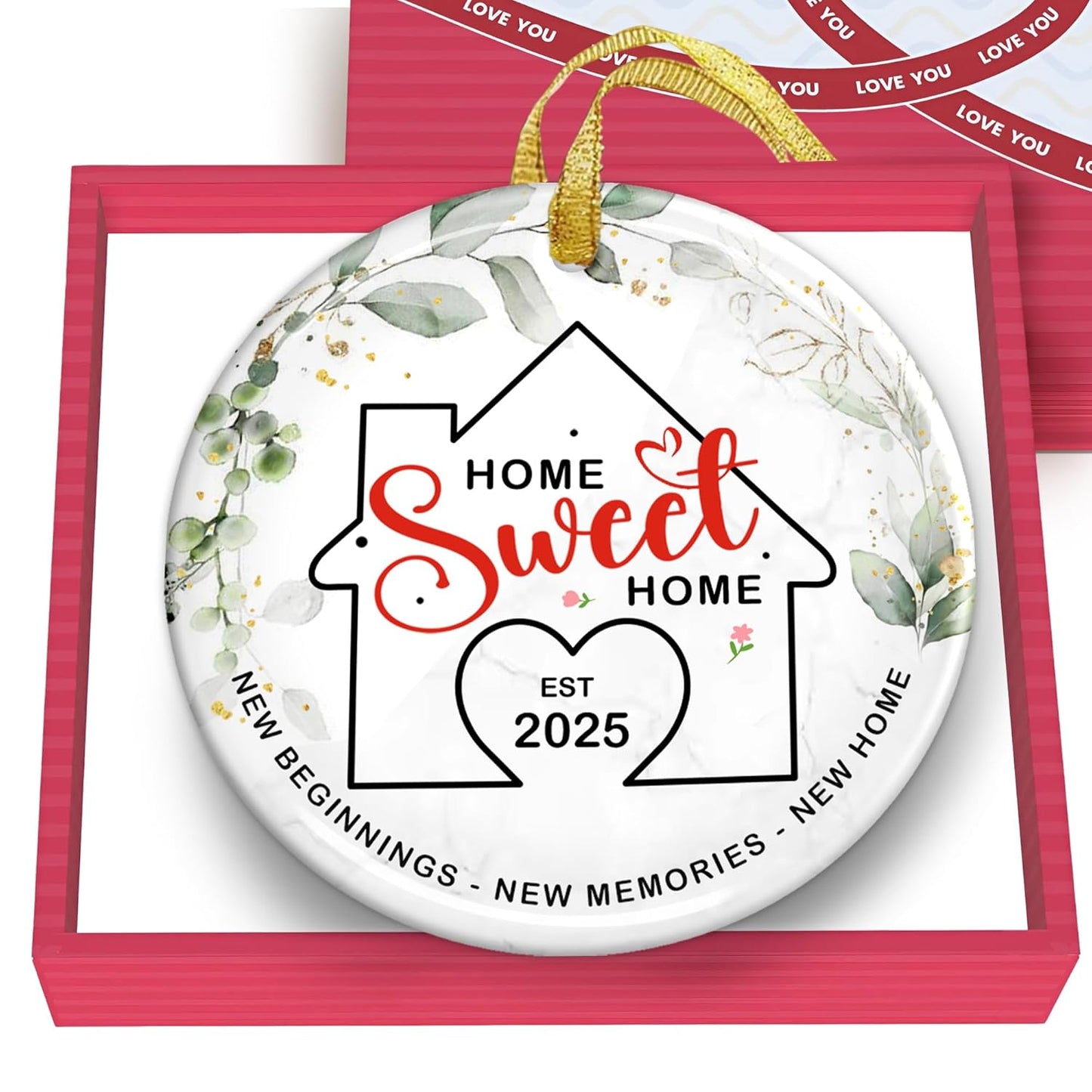 New Home Ornament 2025 - Housewarming Gift for Women, Couple, Newhome Owner - New Home Gift Idea - First House Christmas Ornament - New House New Beginning - Ceramic Xmas Decoration