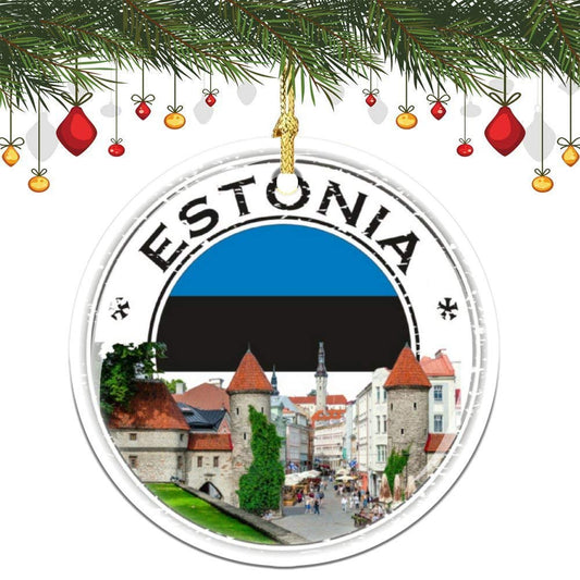 Xmas Hanging Ornament Estonia Seal Christmas Tree Decoration Keepsake Ornament Porcelain Christmas Ornament