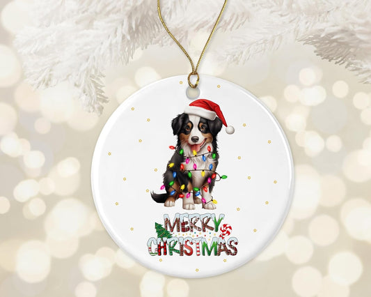 Miniature American Shepherd Ornament, Merry Christmas Ornament, Dog Gift, First Christmas Ornament, Miniature American Shepherd Ceramic Ornament Printed on Both Sides