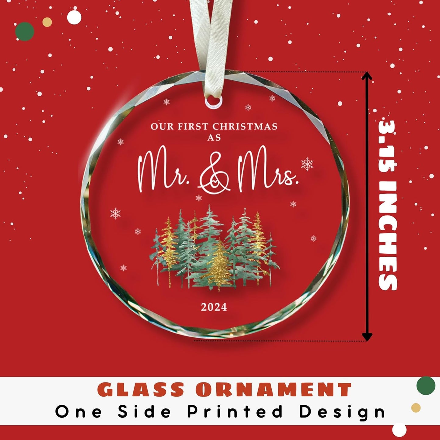 Wedding Gifts for Couples 2024 - Wedding Gifts for Newlyweds, Married Couple, Bride - Bridal Shower Gift - Glass Married Ornament 2024