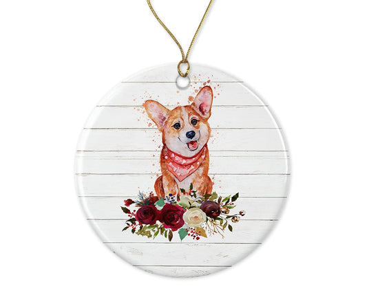 Corgi Ornament - Pet Gift Dog Ornament - Corgi Christmas Ornament - Corgi Dog Ornament - Gift Ceramic Holiday Decoration Present Both Sides, White