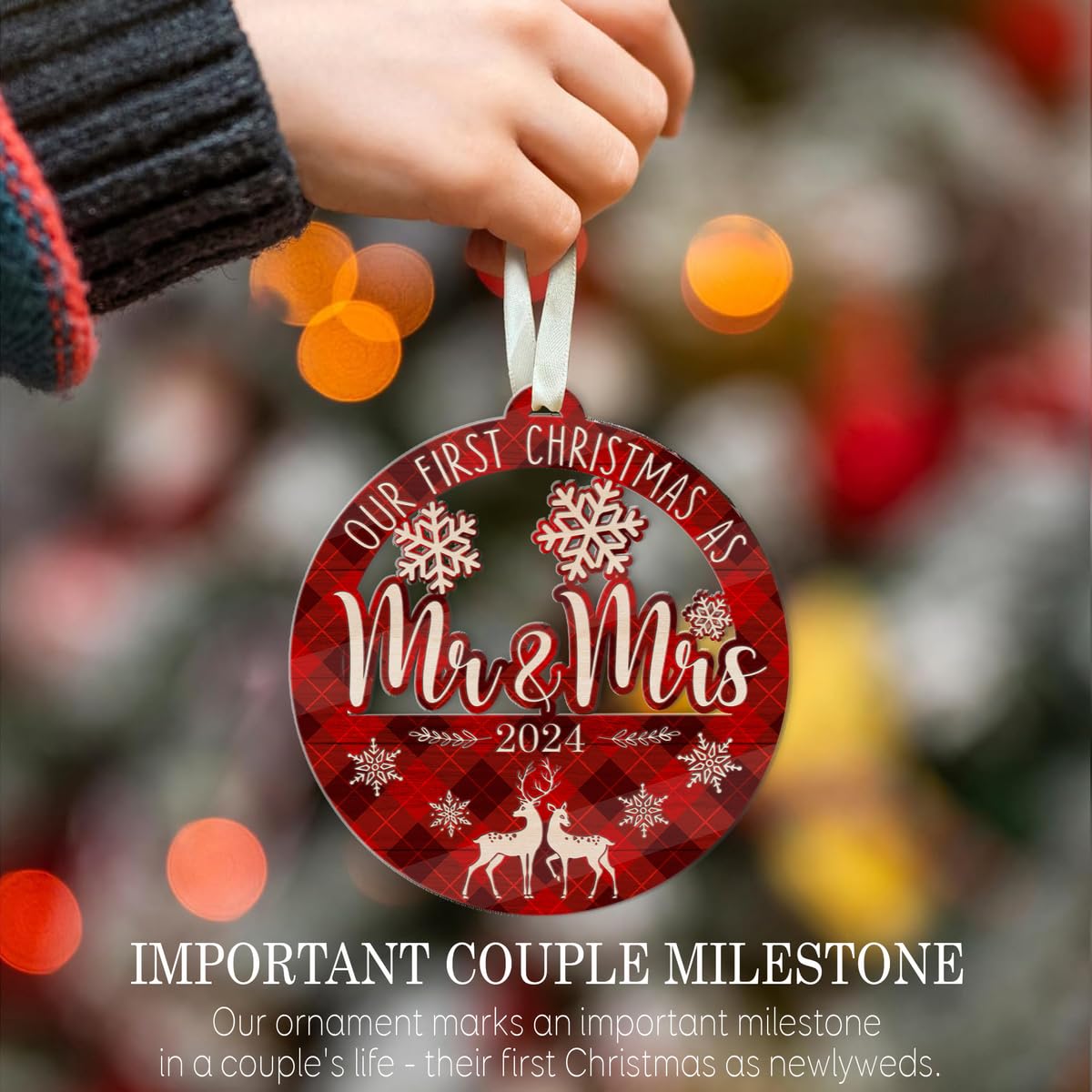 Personalized New Home Christmas Ornament 2024, 1st Christmas in Our New Home, Custom Housewarming Gift with Name & Address, Wooden 2 Layer Newhome Ornament (Mr and Mrs - Acrylic)