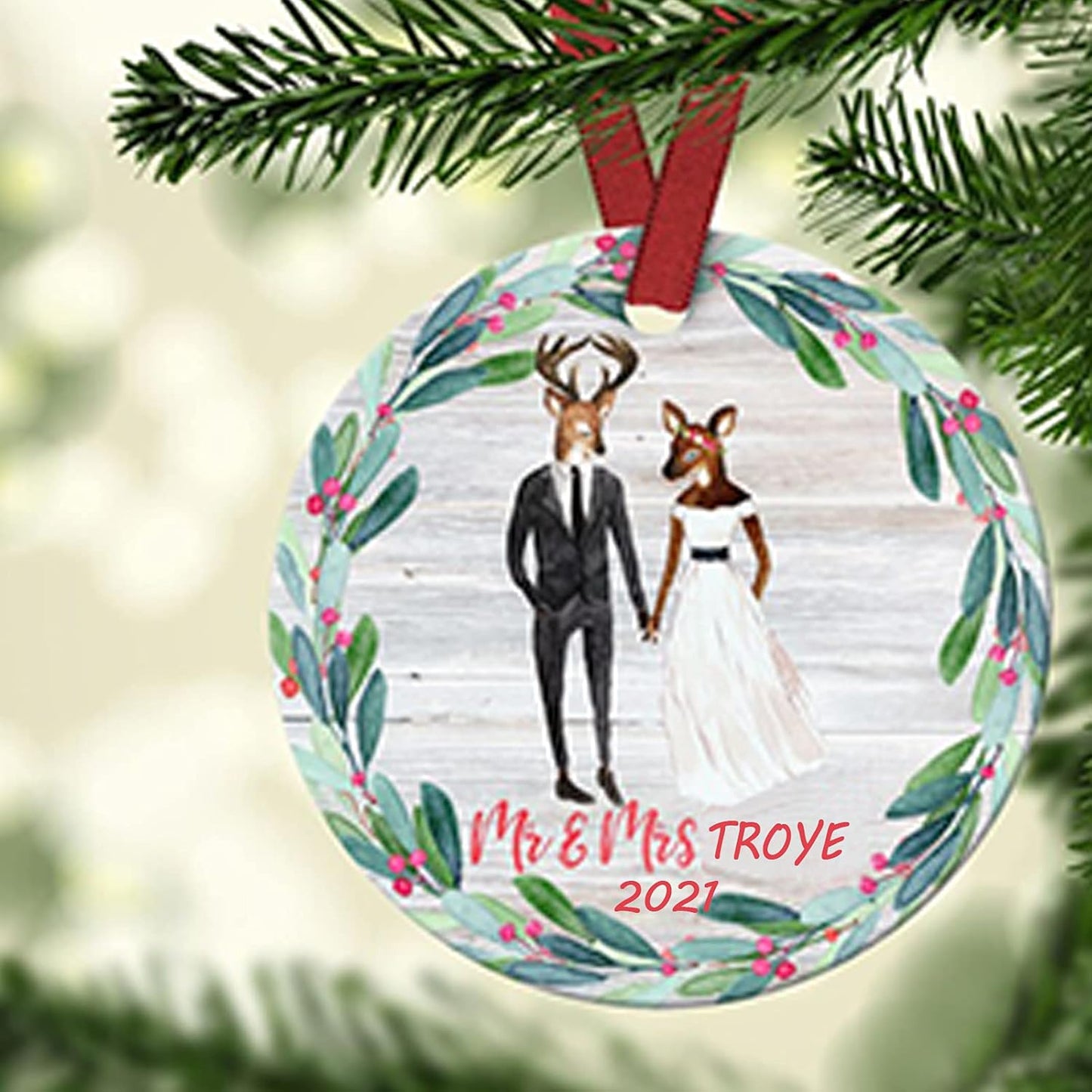 Mr & Mrs Christmas Ornament First Christmas Married Marriage Christmas Ornament Newlywed Gift Ceramic Ornament