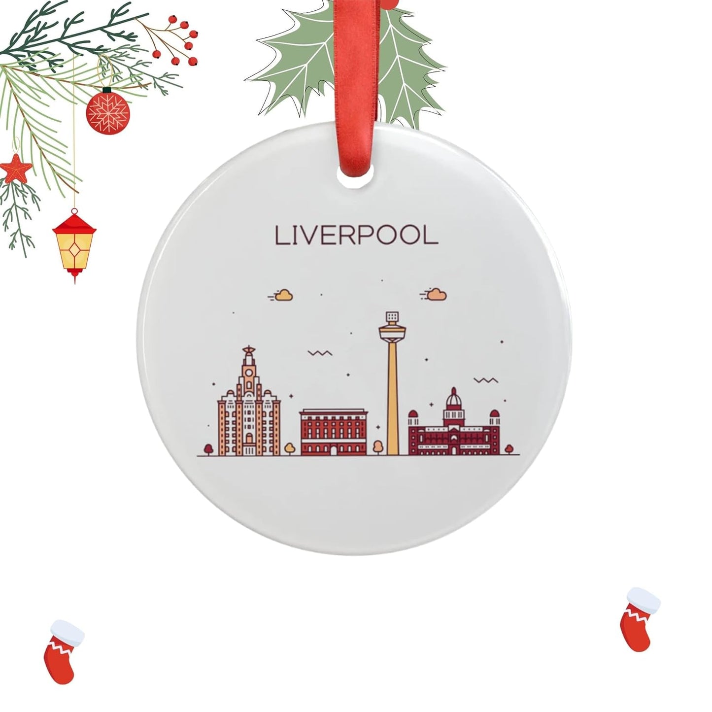 Liverpool Ornament, England Lover Gift, Liverpool England Ornament, Christmas Tree Ornament, England Travel Gift