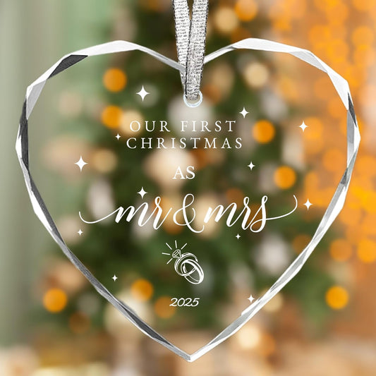 Wedding Gifts for Couple 2025 First Christmas Married Ornament, Mr and Mrs Gifts,Just Married Gifts,Bridal Shower Gifts, 3inch First Year Married Christmas Ornament 2025