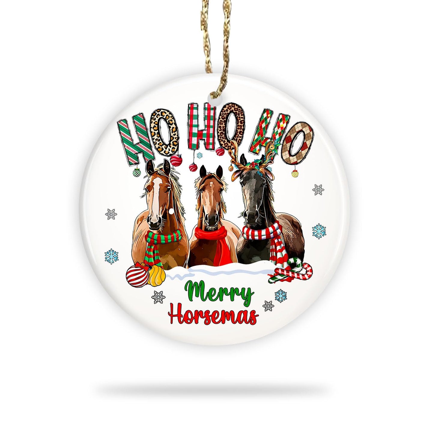 Horse Christmas Ornament 2024, Ornaments for Horse Lovers, Horses Ornament, Christmas Horse Family Ornament, Horse Farm Christmas Ornament, Horse Riding Ornament for Riders, HO HO HO Merry Horsemas